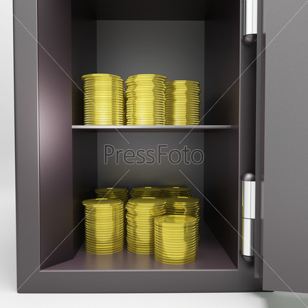Открытый сейф с монетами