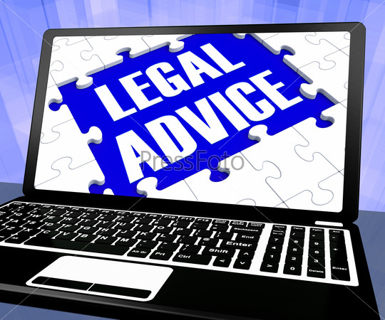 Legal Advice On Laptop Showing Legal Assistance And Legal Counsel