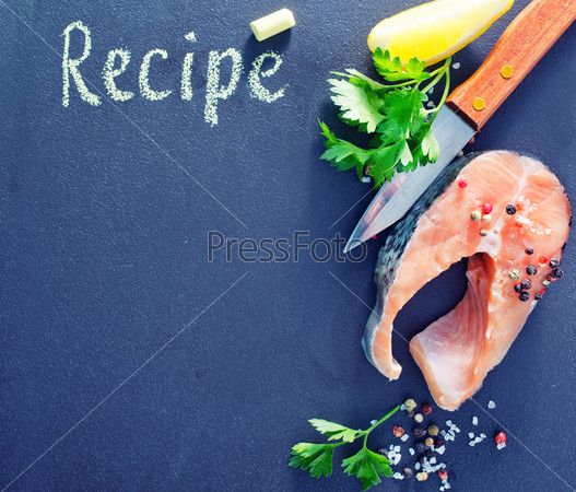 raw fish and board for recipe