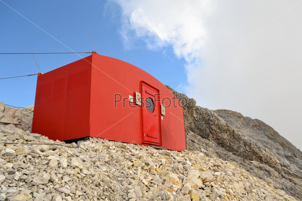Emergency mountain shelter bivouac, Wetterstein Alps, Germany