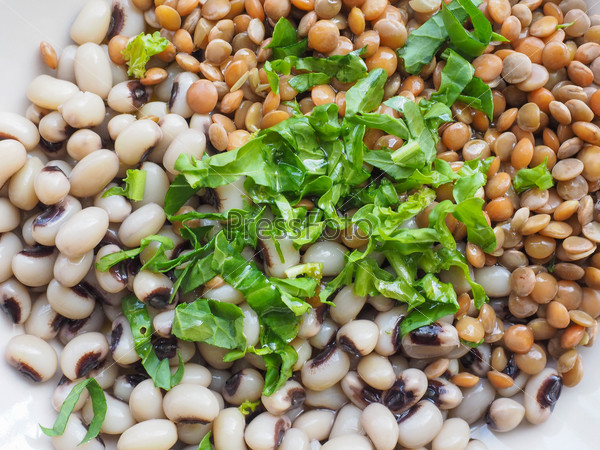Beans and lentils legumes with rocket salad