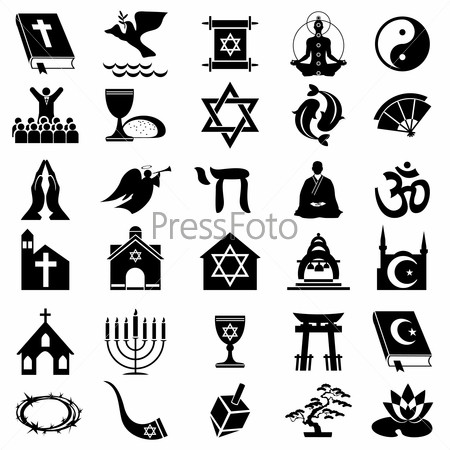 set vector images of religions simbol. Black and white icons