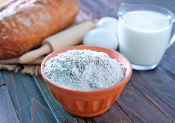 bread and ingredients for dough