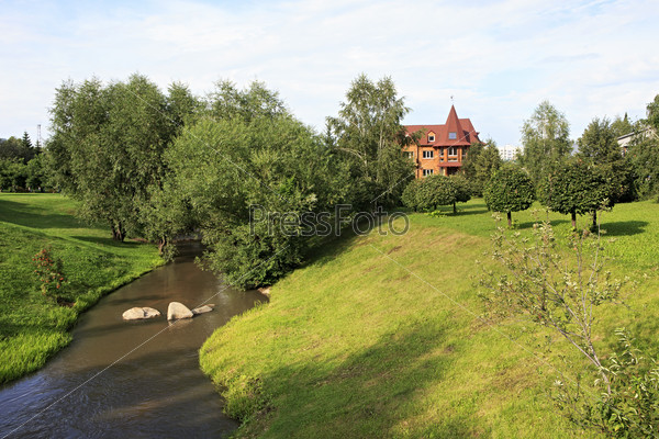 Belokurikha, Russia - August 03, 2013: River Belokuriha in the health resort of the same name.