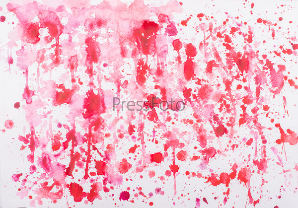Abstract watercolor aquarelle hand drawn red drop splatter stain art paint on white background