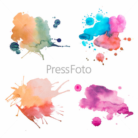 Colorful retro vintage abstract watercolour / aquarelle art hand paint on white background