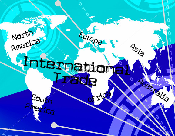 International Trade Indicating Across The Globe And Commerce Biz