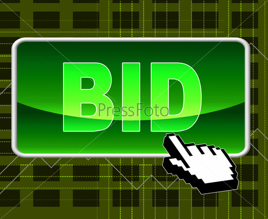 Bid Button Indicating World Wide Web And Website
