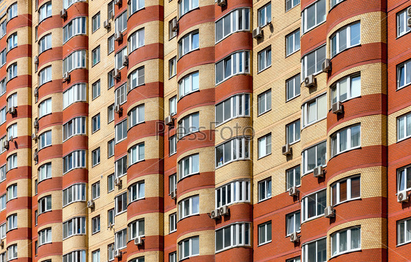 Windows of a new apartment house in Moscow, Russia
