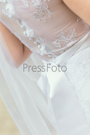 Wedding dress back detail close up photo