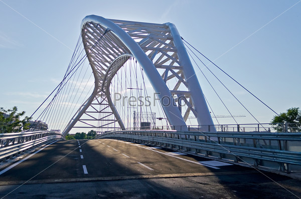 ROME - CIRCA JUNE 2012: The Ostiense Bridge aka Garbatella Bridge, Rome, circa June 2012. The bridge opened to traffic on June 22, 2012, has a length of 160 meters and costed around 15 millions Euros