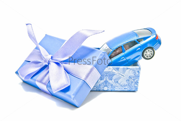 gift box with blue car