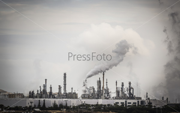 Industrial Plant with Smoke Stacks