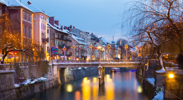 Ljubljana in Christmas time. Slovenia, Europe.