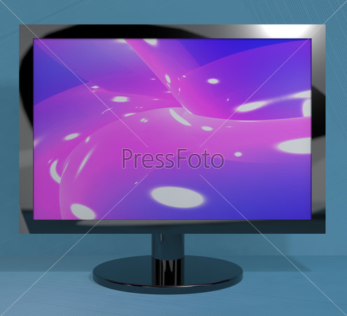 TV Monitor On Stand Representing High Definition Television Or H, stock photo