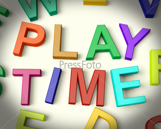 Play Time Written In Multicolored Plastic Kids Letters