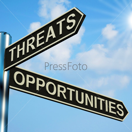 Threats Or Opportunities Directions On A Metal Signpost