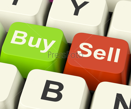 Buy And Sell Keys Representing Business Trade Or Stocks Online, stock photo