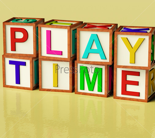 Kids Wooden Blocks Spelling Play Time As Symbol for Fun And School
