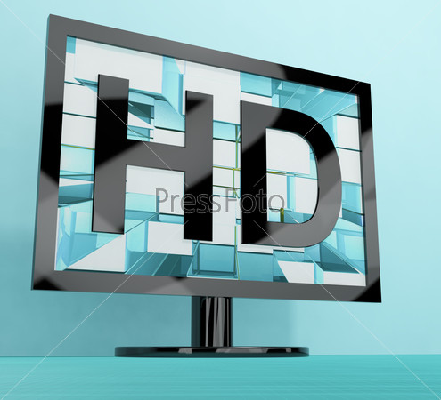 HD Monitor Representing High Definition Television Or TV, stock photo
