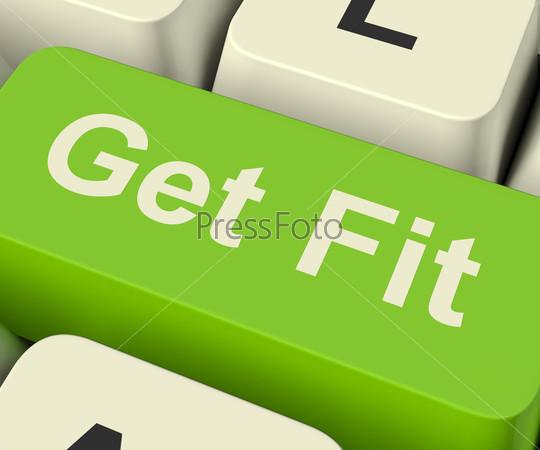Get Fit Computer Key Shows Exercise And Working Out For Fitness