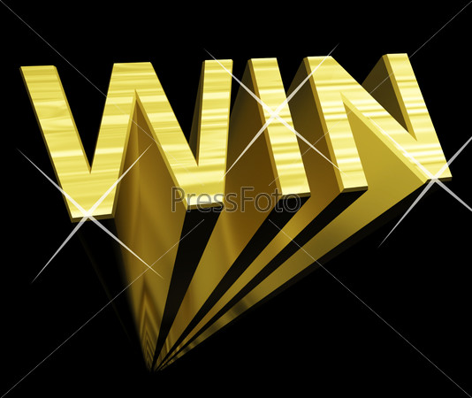 Win 3d Text In Gold And As Symbol For Success And Victory