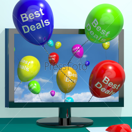 Best Deals Balloons From Computer Representing Bargains And Discounts Online