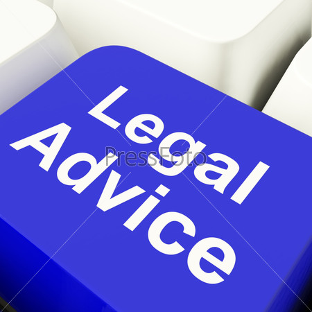 Legal Advice Computer Key In Blue Showing Lawyer Guidance