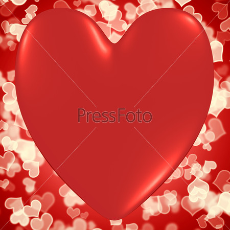 Heart With Red Hearts Bokeh Background Shows Valentines And Loving