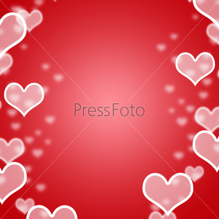 Red Hearts Bokeh Background With Blank Copyspace Showing Loving And Romance