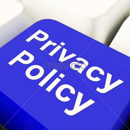 Privacy Policy Computer Key In Blue Showing Company Data Protection Term