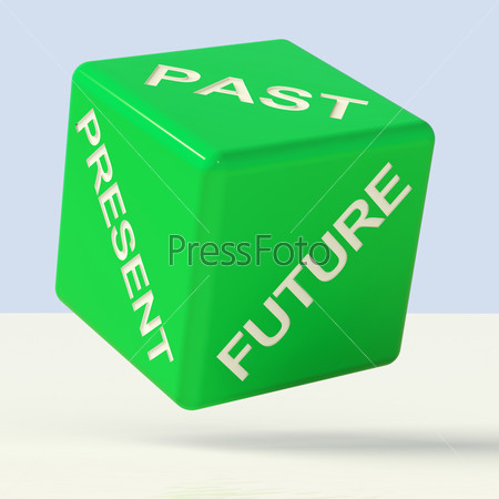 Past Present Future Green Dice Showing Evolution And Aging
