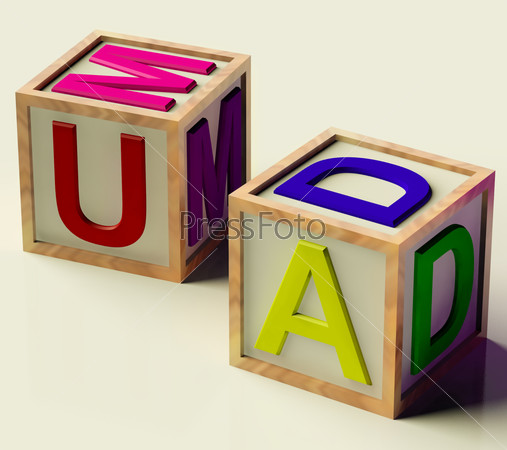 Kids Wooden Blocks Spelling Mum And Dad As Symbol for Parenthood