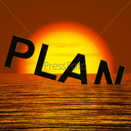 Plan Word Sinking In The Sea As Symbol for Failing Goals