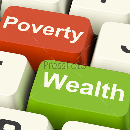 Poverty And Wealth Computer Keys Showing Rich Against Poor