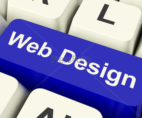 Web Design Computer Key Shows Internet Or Online Graphic Designing