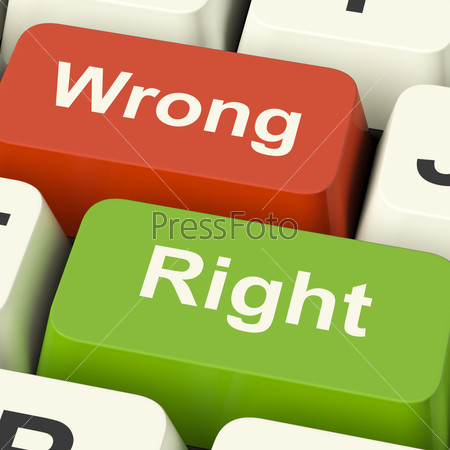 Right And Wrong Computer Keys Shows Results Validation Or Decisions