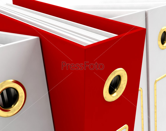 Red File Amongst White Closeup For Getting The Office Organized