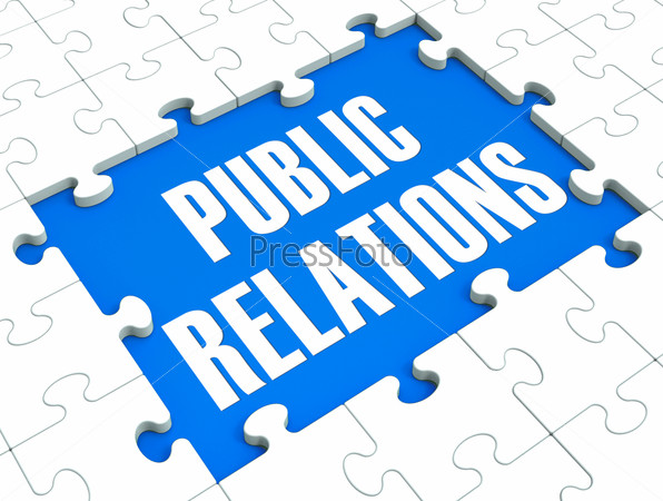 Public Relations Puzzle Shows Publicity, Press And Media