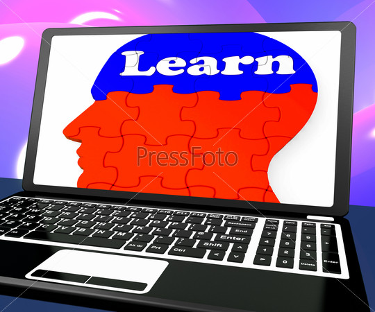 Learn On Brain On Laptop Shows Online Education