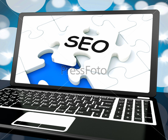 SEO On Laptop Shows Search Engine Optimization And Optimized Websites