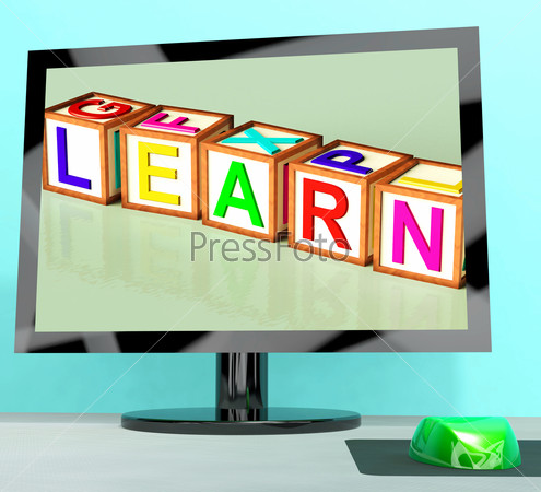Learn Blocks On Computer Screen Shows Online Kids Education