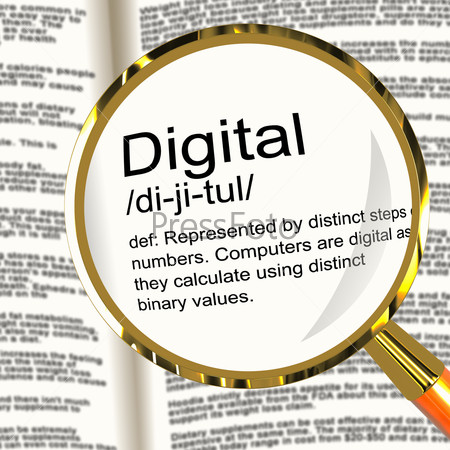 Digital Definition Magnifier Shows Binary Values Used In Computers