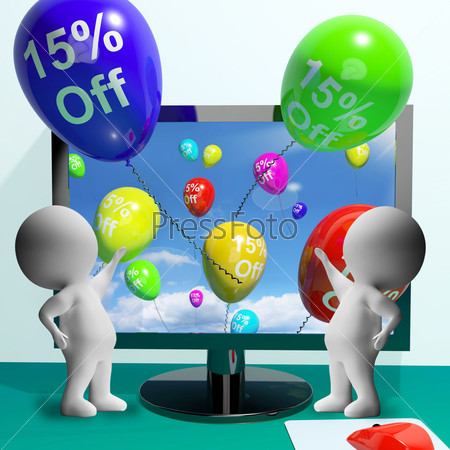 Balloons From Computer Show Sale Discount Of Fifteen Percent
