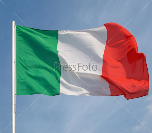 The national flag of Italy, Europe over blue sky