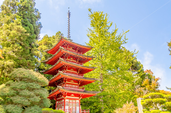 Japanese Temple in the Japanese Tea Garden, San Francisco, California, USA, stock photo