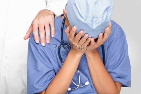Nurse, doctor upset sad crying