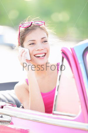 Vintage woman in car