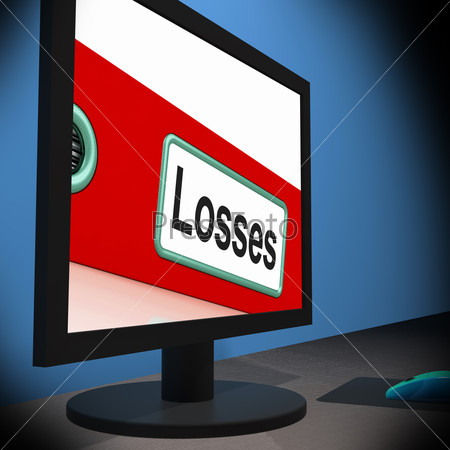 Losses On Monitor Shows Financial Crisis Or Debts