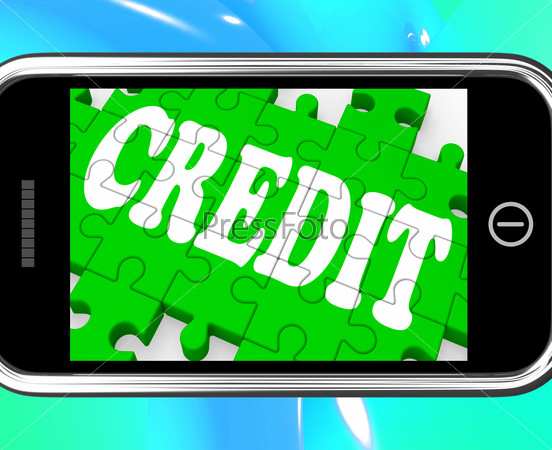 Credit On Smartphone Shows Money Loan And Withdrawals